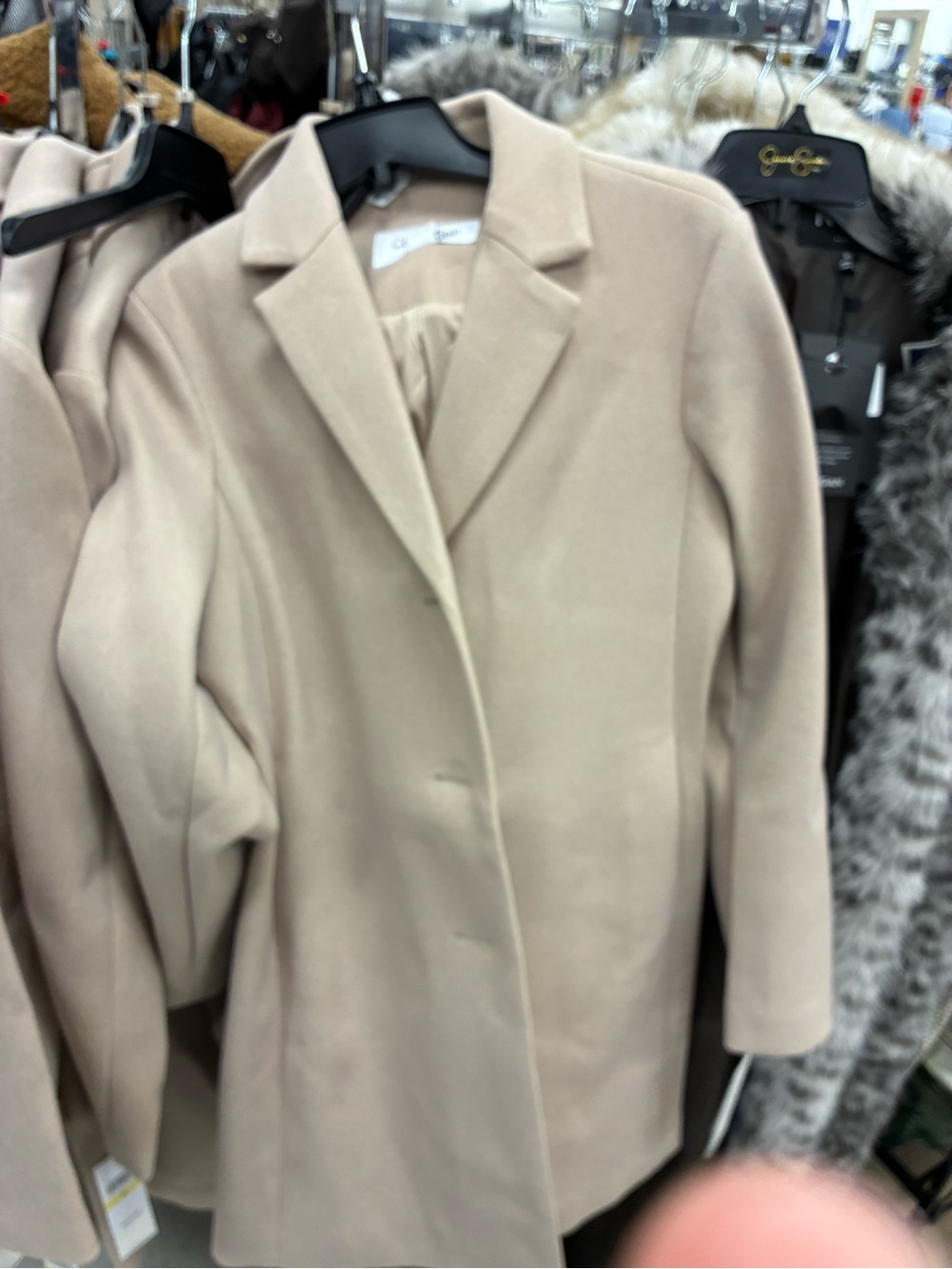 Calvin Klein Beige Single-Breasted Wool-Blend Blazer Jacket - Picture 2 of 2